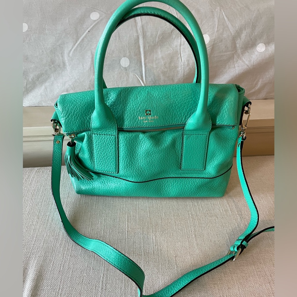 Kate Spade Seafoam Green Pebbled Leather Purse.